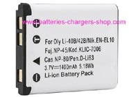 HITACHI 02491-0066-00 digital camera battery replacement (Li-ion 1400mAh)