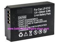 CANON LP-E12 digital camera battery replacement (Li-ion 2300mAh)