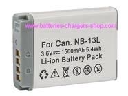CANON NB-13LH digital camera battery replacement (Li-ion 1500mAh)