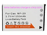 CASIO NP-20 digital camera battery replacement (Li-ion 1250mAh)