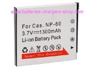 CASIO CNP-60 digital camera battery replacement (Li-ion 1300mAh)