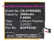 HTC D820T mobile phone (cell phone) battery replacement (Li-Polymer 2600mAh)